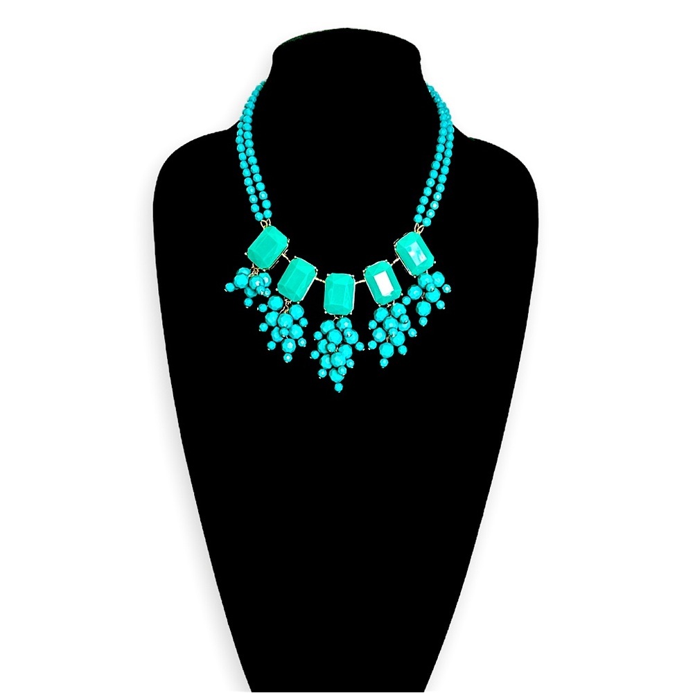 TURQUOISE DREAM | TALBOTS Bold Turquoise & Gold Tone Statement Necklace | NWOT